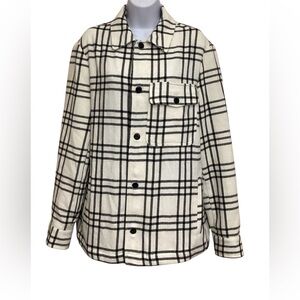 Zara Black and White Plaid Utility Jacket